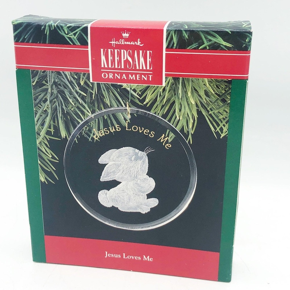 Jesus Loves Me 1990 Bunny Acrylic Hallmark Ornament